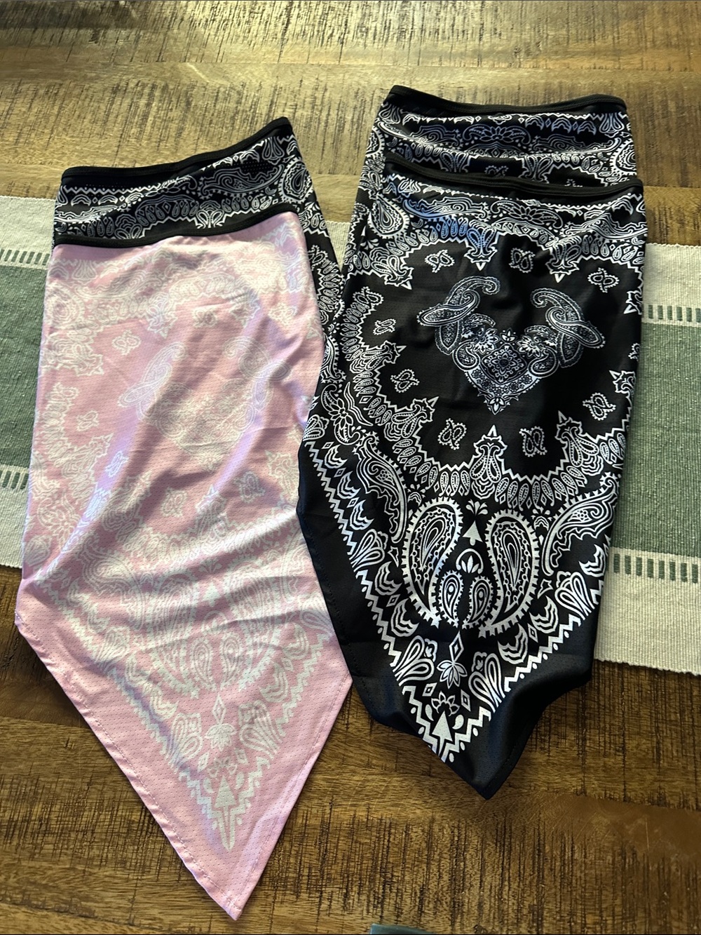 Pink & Black Paisley Bandana Scarf Hair/Neck gaiter multi use bundle of 4